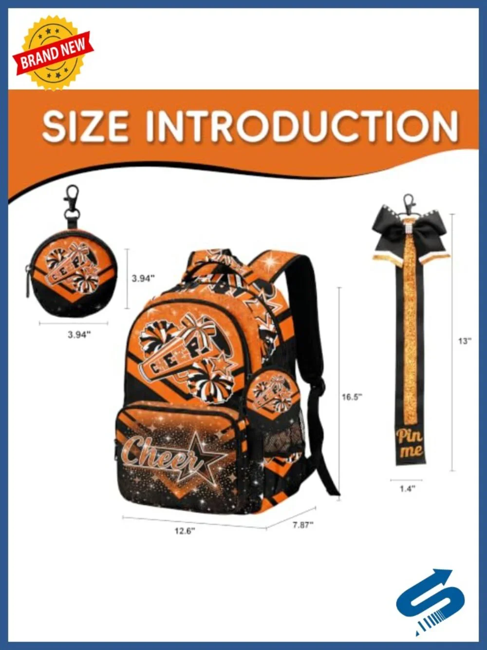 Cheer Backpack with Coin Purse Women's Travel Gym Bag Water Resistant Polyester